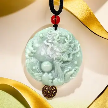 Dragão de Jade Pingente Amuleto Amuletos de Presentes para Mulheres de Luxo Pingentes Natural Colar Esculpida Homens Jóias Encantos pedra preciosa Verde