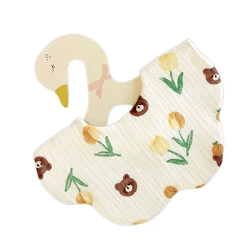 Elegante Lenço Lenço Babetes para Bebés Macio e Confortável Saliva Toalha de desenhos animados de Impressão Recém-nascido Arroto Panos de 6 camadas