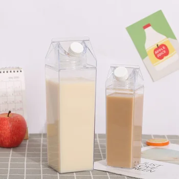 Embalagem de leite de Garrafa de Água de Plástico Transparente Portátil Desmarque a Caixa para Chá Suco de Garrafas de 500ml/1000ml