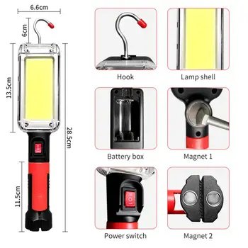 ESPIGA de Luz USB Portátil Recarregável Lanterna Gancho Ímã Lâmpada de Acampamento de Potência 2*18650 Lanterna Impermeável