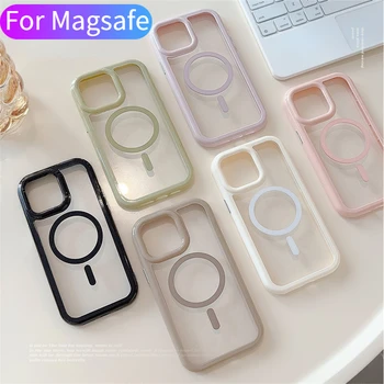 Estilo coreano Bonito Candy Color Para Magsafe de Telefone Magnéticos de Caso para o IPhone 11 12 13 14 15 Pro Max Engrossado à prova de Choque de Capa Mole