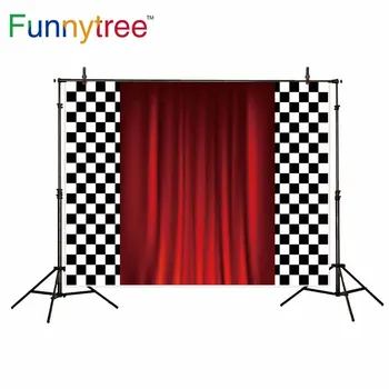 Funnytree fundos para o estúdio de fotografia de Corrida de pano vermelho Xadrez esportes aniversário pano de fundo photocall photobooth impresso