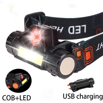 Headworn lanterna com bateria recarregável ultra brilhante de longo alcance ao ar livre luz ultra pequeno multifuncional família faróis de LED