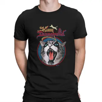 Heavy Mental Música Gatos Meme Kitty Diameownd Tshirt Gráfico Homens Poliéster Tops Vintage, Grunge Roupas De Verão Harajuku T-Shirt