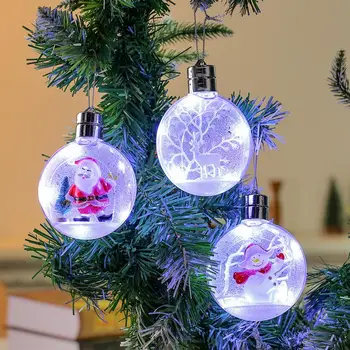 Iluminado Bola De Natal Enfeites De Multi-Uso Brilhante Árvore De Bolas Com O Interior Dos Flocos De Neve Da Árvore De Natal Pingentes Para Lareira Closet