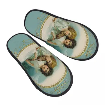Impressão Personalizada De Mulheres Vitorianas Anjo Casa De Chinelos Suaves E Os Anjos Cantam De Espuma De Memória Fofo Chinelo Interior Para O Exterior Sapatos