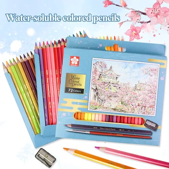 Japão Sakura Solúvel em Água Lápis de cor 24/36/48 cor profissional de lápis de cor defina o XPY é estudante de pintura colorir a lápis