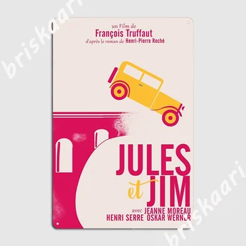 Jules Et Jim Minimalista Cartaz Do Filme De Metal Sinal De Parede Do Pub Pratos Clássicos Clube De Barra De Estanho Sinal Cartaz