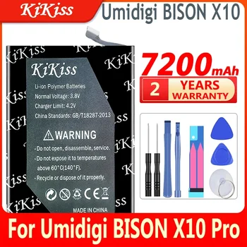 KiKiss 7200mAh Bateria para Umidigi BISON X10 /X10 Pro Bateria do Telefone Móvel Batterij +Free Tools
