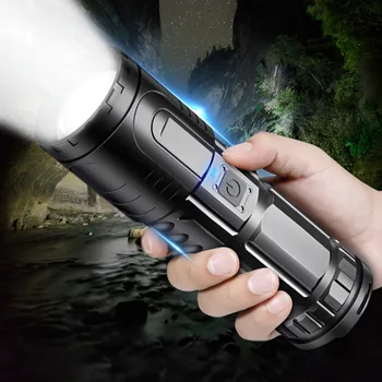 Lanterna branco laser telescópica com zoom luz brilhante tiro longo de carregamento usb