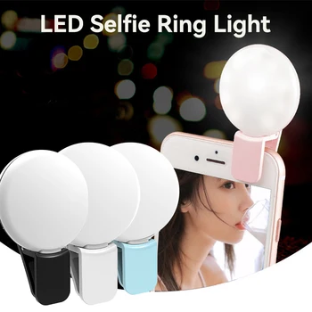LED Selfie Anel de Luz Recarregável e Portátil de Clip-on Selfie Luz de Preenchimento para o Telefone Inteligente Fotografia Câmera de Vídeo Menina Faz