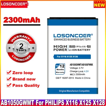 LOSONCOER 2300mAh AB1050GWMT AB1050FWMX Para a PHILIPS Xenium E255 X116 X125 X126 E103 E106 X128 da Bateria do Telefone Móvel+Rápido Chegar