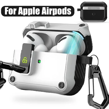Magnético Caso Capa Protetora para Apple Airpods 1 2 3 Airpods Pro 1 2 Anti-risco Fone de Bloqueio Automático Caixa com Gancho