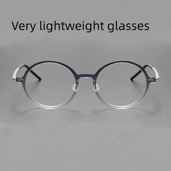 Marca dinamarquesa de titânio óculos de armação de homens e mulheres retro rodada miopia óculos sem hélice feita de óculos de grau