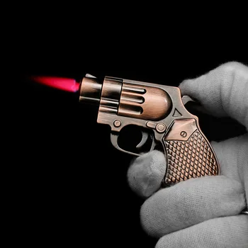 Mini Pistola à prova de Vento Butano Isqueiro-de-Rosa Chama de Anel de Chave Isqueiros Ensendedores Fumar Cigarro Isqueiro Gadgets para Homens