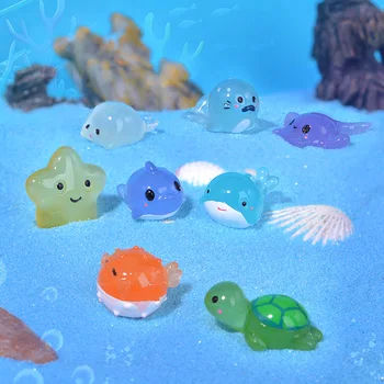 Miniatura Luminoso de Animais Marinhos, Peixes, Ornamentos Estatueta para a Decoração Home Tanque de Peixes de Aquário Acessórios de Fadas Decorações do Jardim
