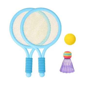 Miúdos Conjunto de Raquete de Badminton com 2 Peteca para a Criança Esportes ao ar livre, Jogos para Crianças Azul Raquete de Bolas