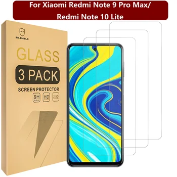 Mr. Escudo [3-Pack] Protetor de Tela Para Xiaomi Redmi Nota 9 Pro Max/Redmi Nota 10 Lite [de Vidro Temperado] [9H Dureza]