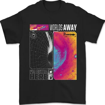 Mundos de Distância do Buraco Negro do Espaço de Planetas do Universo Mens T-Shirt 100% Algodão com mangas longas