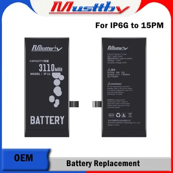 Musttby 5pc 1:1 OEM Telefone Móvel Bateria de Substituição Para o iPhone da Apple 14pro X XR XS 11 12 13 14 Pro Max 7G 8G 8 Plus Batterie