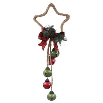 Natal Campainha Decoração Vermelha E Verde Vintage Sinos De Bronze Sinos De Natal Bruxa Jingle Bells Proteção Para A Maçaneta Da Porta Cabide