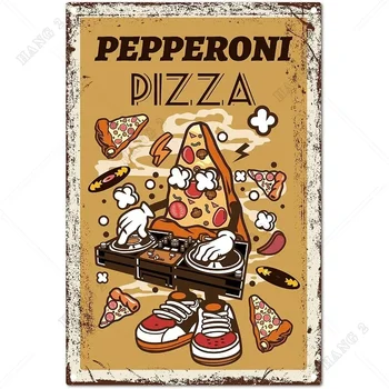 Novidade Metal Estanho Sinal de Alimentos Sinal para Pizza de Pepperoni Sinais de Decoração de Parede Decoração o Presente de Aniversário do Jardim Quintal Placa de Impressão