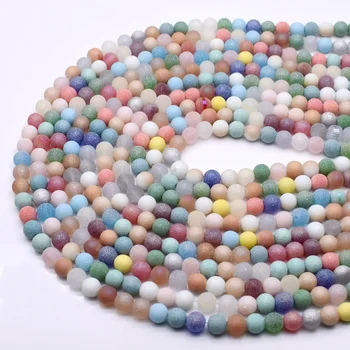 Novo Matte Cor de 8mm Vidro de Cristal Esferas de Misturar cores Rodada Solta Esferas Espaçador para Fazer Jóias DIY Pulseira colar