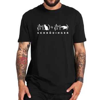 O Gato de schrödinger Ciência da T-shirt Divertida Geek UE Tamanho 100% Algodão Física Quântica Pensamento Experiência Macio Tshirt