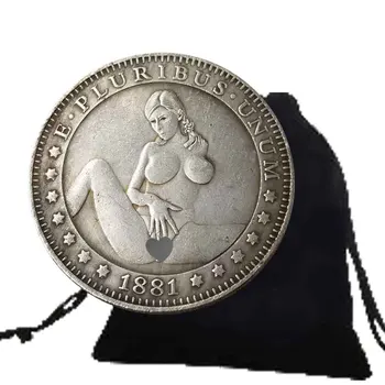 O Luxo Eterno Anjo Um Dólar Arte Par De Moeda Engraçado Boa Sorte Bolso De Moeda Morgan Dólar, Moeda Comemorativa+Saco Do Presente