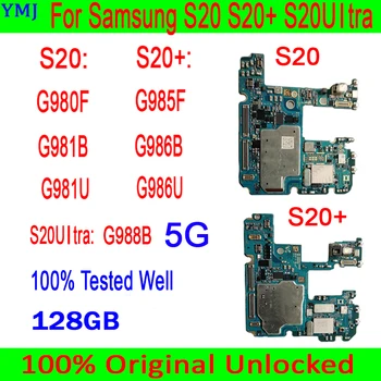 Original Desbloqueado placa-mãe 4G, Samsung Galaxy S20 G980F S20Plus G985F placa Mãe 100% Testada com a Placa Lógica de 128 gb Placa de