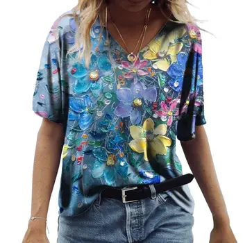Oversized 3d Resumo de Impressão das Mulheres T-shirt Solto e Casual manga Curta Topo Tee Camiseta Senhoras 5xl Streetwear Roupas de Verão 2022