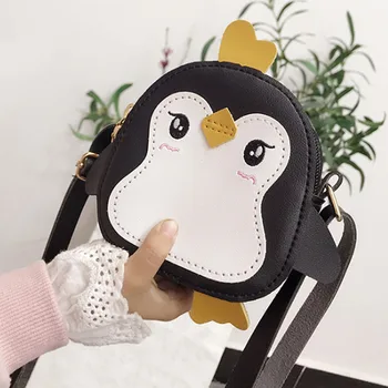 Pinguim bonito a Forma de Ombro Messenger Bag para Mulheres Meninas de Mini de Couro PU Crossbody Sacos de desenho animado de Meninas Bolsa da Moeda Mulher Sacos