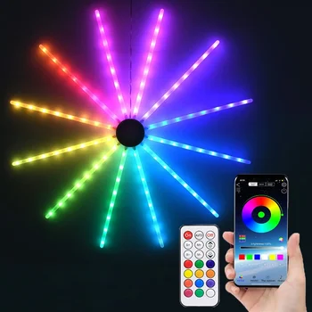 Smart RGB Luz de fogos de Artifício de Controle de Aplicativo de LED RGB Estrela de Luz de Fadas de Artifício Garland Luz de Sincronização de Música para a Festa de Férias Decoração