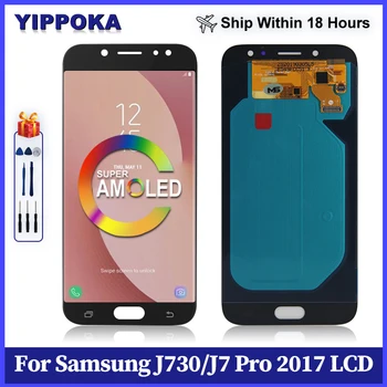 Super Amoled J730FN/DS LCD Para Samsung Galaxy J7 Pro 2017 J730 J730F Display LCD e Touch Screen Digitalizador Substituição de Peças