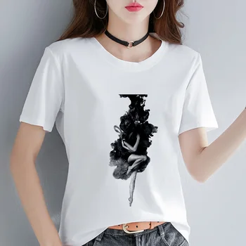 T-shirt das Mulheres de tinta Artísticas de pintura de t-shirt de Verão De 2019 Nova Moda de verão camiseta feminina Harajuku estética Tees Tops de roupas