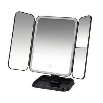 Tri-Fold Espelho de Maquilhagem DIODO emissor de Luz Dormitório Espelho para Maquiagem Inteligente Espelho de Maquilhagem Luz de Preenchimento de Espelho