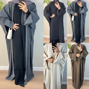 Turquia Abaya Abrir Casaquinho De Mulheres Muçulmanas Longo Vestido Maxi Eid Ramadã Kaftan Partido Islâmico Dubai Vestido De Quimono Árabe Outwear Caftan