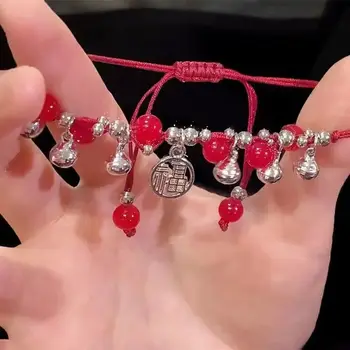 UMQ Miao Jiang Menina Bell Corda Vermelha Pulseira de Uma Etapa 1 Jóia do Anel de Mão de Corda de Tecido de Moda Vintage Nicho de Design de Nova Namorada
