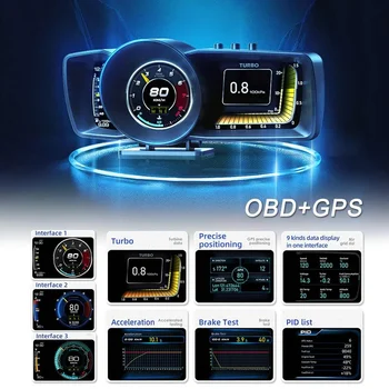 Universal NOVO HUD OBD2 Head Up Display Digital LCD Auto Scanner Direção Dicas Computador Turbo Freio de Teste do Alarme do Carro