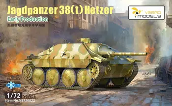 VESPID VS720022 1/72 Alemanha Jagdpanzer38(t)Hetzer Início da Produção do Modelo de Kit