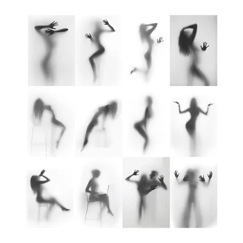 Vidro fosco Garota Nua Duche Resumo de Arte do Corpo Imprimir Mulheres Sexy Cartaz Minimalista Imagem para o Banheiro Decoração Home da Parede Cuadros