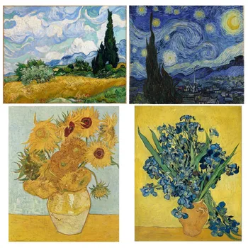 Vincent Van Gogh Pinturas a Óleo sobre Tela, Arte de Parede de Reprodução para a Sala de Decoração de Casa Impressionista Sem Moldura Artesanal