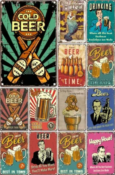 Vintage Cerveja Cartaz Decoração do Quarto do Bar do Clube Sinal de Metal Placa de Homem da Caverna Decoração para Quarto de Casa de Decorações de Parede Decororation Retro