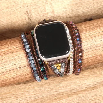Vintage, minimalista acessórios de tecido relógio com pulseira de 5 camadas envolto Banda para a apple pulseira correia