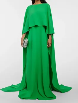 Vintage Verde Longo Crepe de Vestidos de Baile de Uma Linha Plissado sem encosto Vestidos de Noite robe de soirée de mariage فساتين السهرة