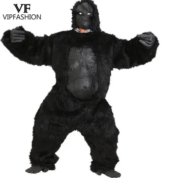 VIP MODA Gorila Traje de Halloween Party Animal Bodysuit de Férias Arnês Luvas de Roupas Unissex Festival Engraçado Roupas