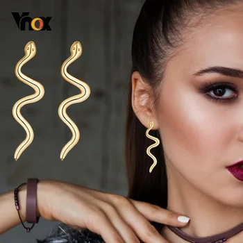 Vnox Chique Cobra em Forma de Brincos para Mulheres Jóia do Partido, Anti Alérgico Aço Inoxidável Oscila Ouvido, Clip Acessórios