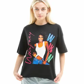 Whitney Houston T-shirt de Senhoras de 80 Oversized Preto S-XL Oficial