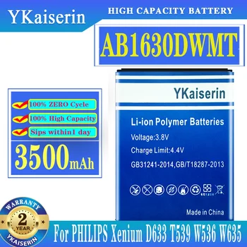YKaiserin 3500mAh Nova Bateria de Alta Capacidade Para a PHILIPS S307 W536 Bateria AB1630DWMT AB1630DWMC AB1630AWMX AB1630AWMC AB1630BWMB