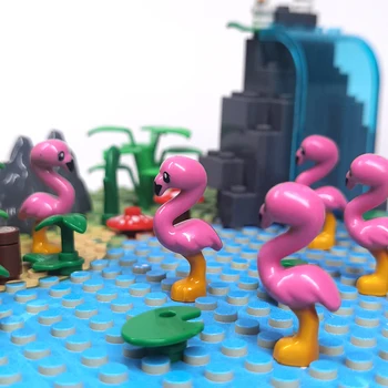 Zoo MOC Selva Flamingo Farm Cena Blocos de Construção de Partes de Animais Tijolos Brinquedos Pasto Compatível Com LEGO